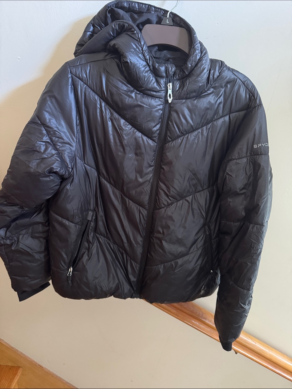 Spyder Women's Black Hooded Quilted Puffer Jacket